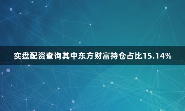 实盘配资查询其中东方财富持仓占比15.14%