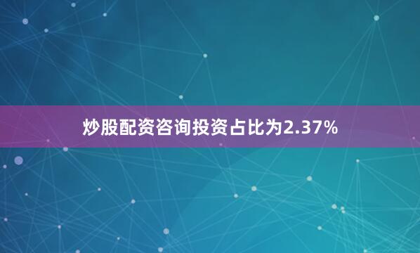 炒股配资咨询投资占比为2.37%